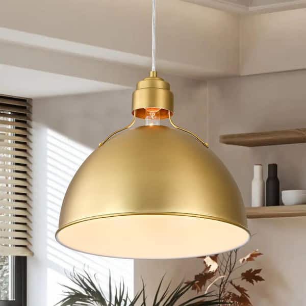 Fahrettin 1-Light Brushed Gold Modern Dome Pendant Light