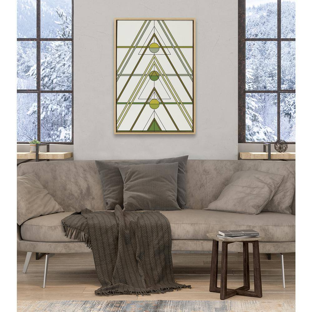 Mid Century Modern Geometric Tree Framed Canvas Art