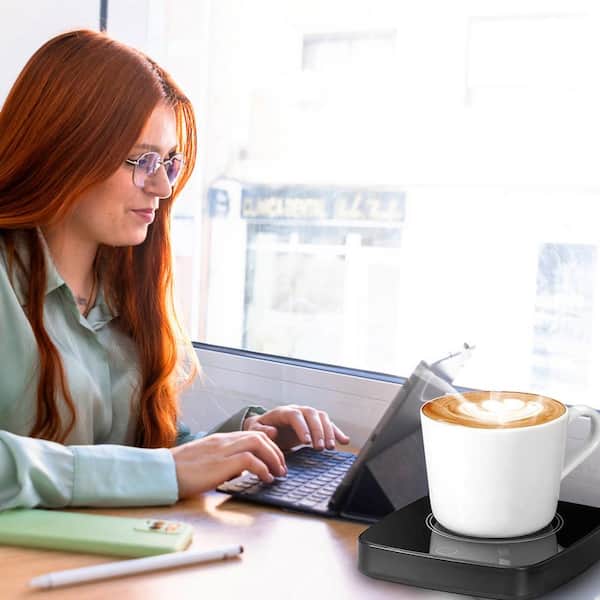 Aoibox 1-Cup Black Corded Desktop Electric Cup Warmer with 3-Temperature Levels 8 Hours Auto Shut Off