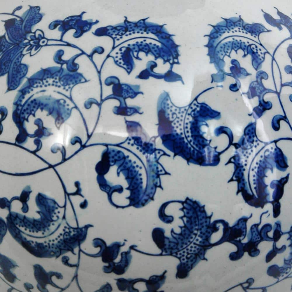 Blue and White Porcelain Floral Table Vase