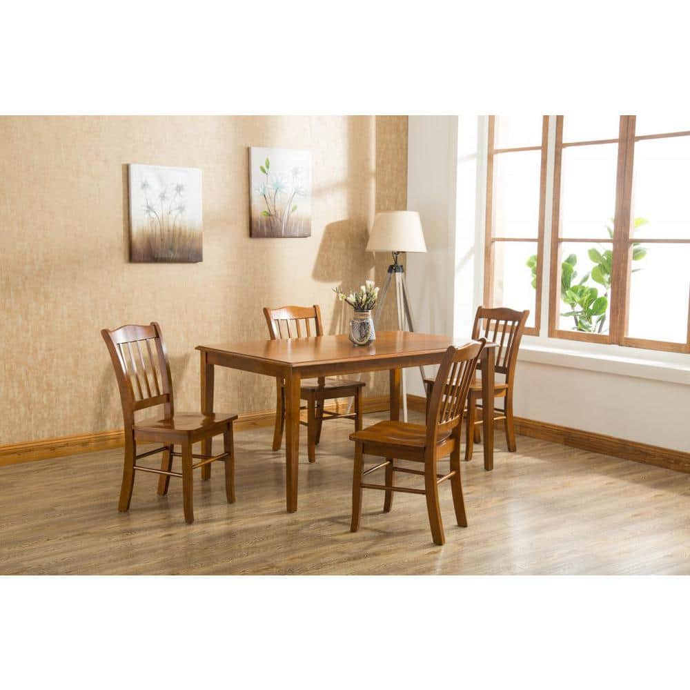 Walnut Solid Hardwood Shaker Dining Set with 4 Chairs