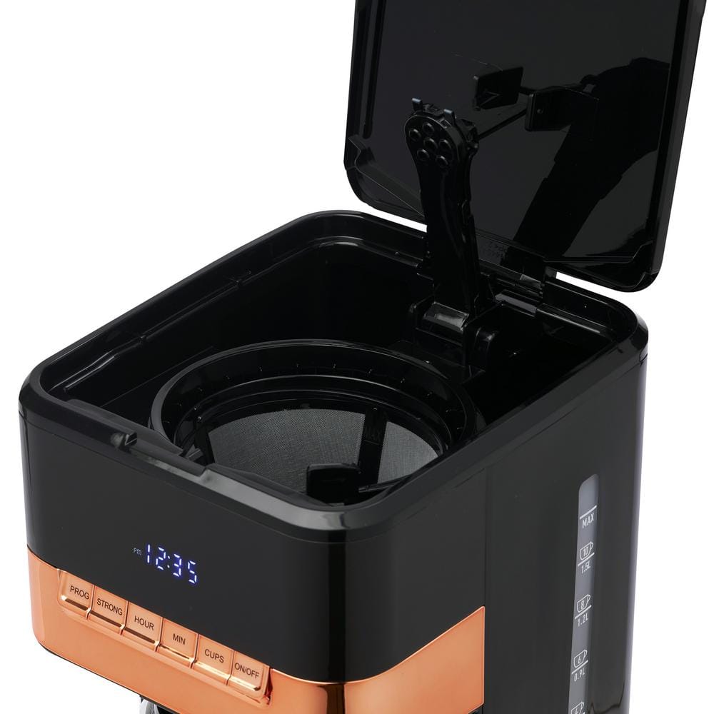 Haden Black and Copper 12-Cup Programmable Digital Coffee Maker