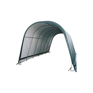 12 ft. W x 24 ft. D x 10 ft. H Equine Round-Style All-Steel Run-in Shelter with 100% Waterproof, 3-Layer Green Cover