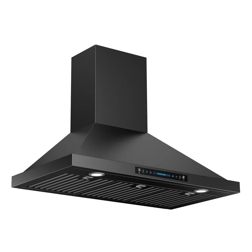 36 in. 900 CFM Convertible Ductless to Ducted Wall Mounted Range Hood in Black Stainless Steel with LED and Gesture price history on PriceWatchPro
