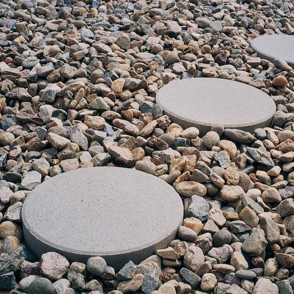 Pewter Round Concrete Step Stone, Round Exposed Aggregate Stepping Stones