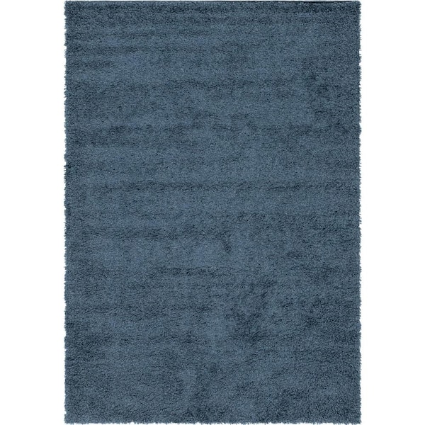Unique Loom Davos Shag Marine Blue 7 ft. x 10 ft. Area Rug