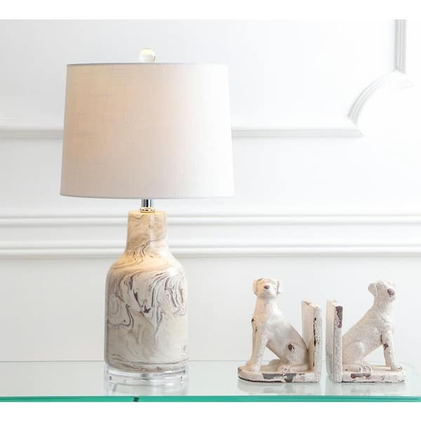 JONATHAN Y Webb 23 in. H Ceramic Table Lamp, Gray/White