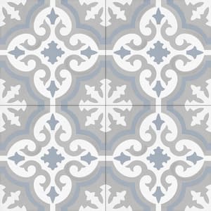 Bliss Revival Blue/Tan/White 8 in. x 8 in. Porcelain Matte European Floor and Wall Tile Sample