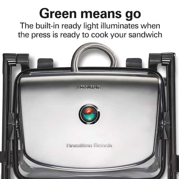 Hamilton Beach 1400 W Chrome Non-Stick Panini Press 25460MN - The