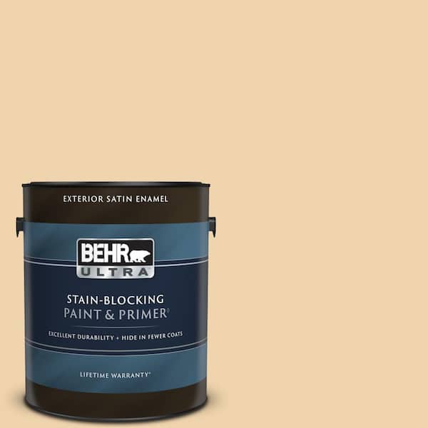 BEHR ULTRA 1 gal. #M280-3 Champagne Wishes Satin Enamel Exterior Paint & Primer
