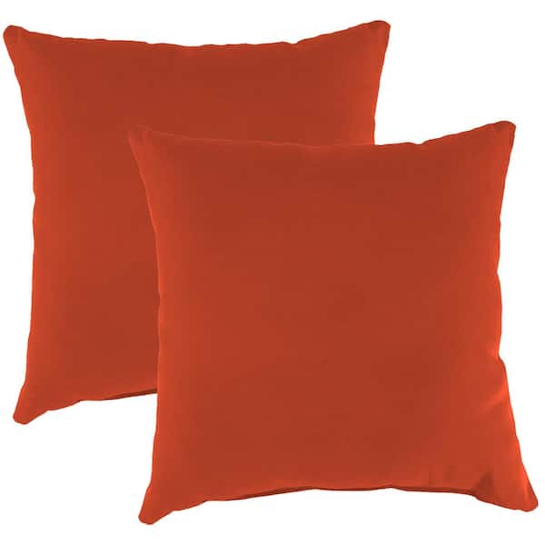 Jordan Manufacturing Sunbrella 16 in. x 16 in. Spectrum Grenadine Red Solid Square Knife Edge Outdoor Throw Pillows (2-Pack)