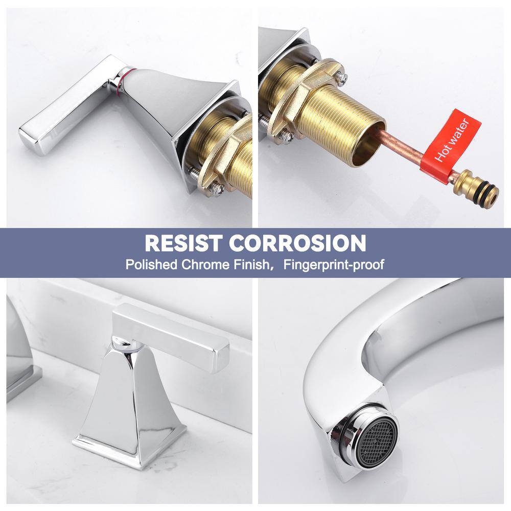 Polished Chrome 8-Inch Widespread Double Handle Bathroom Faucet