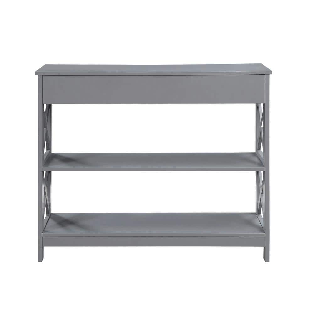 Oxford Gray 40" Wood Console Table with Storage Shelf and Drawer