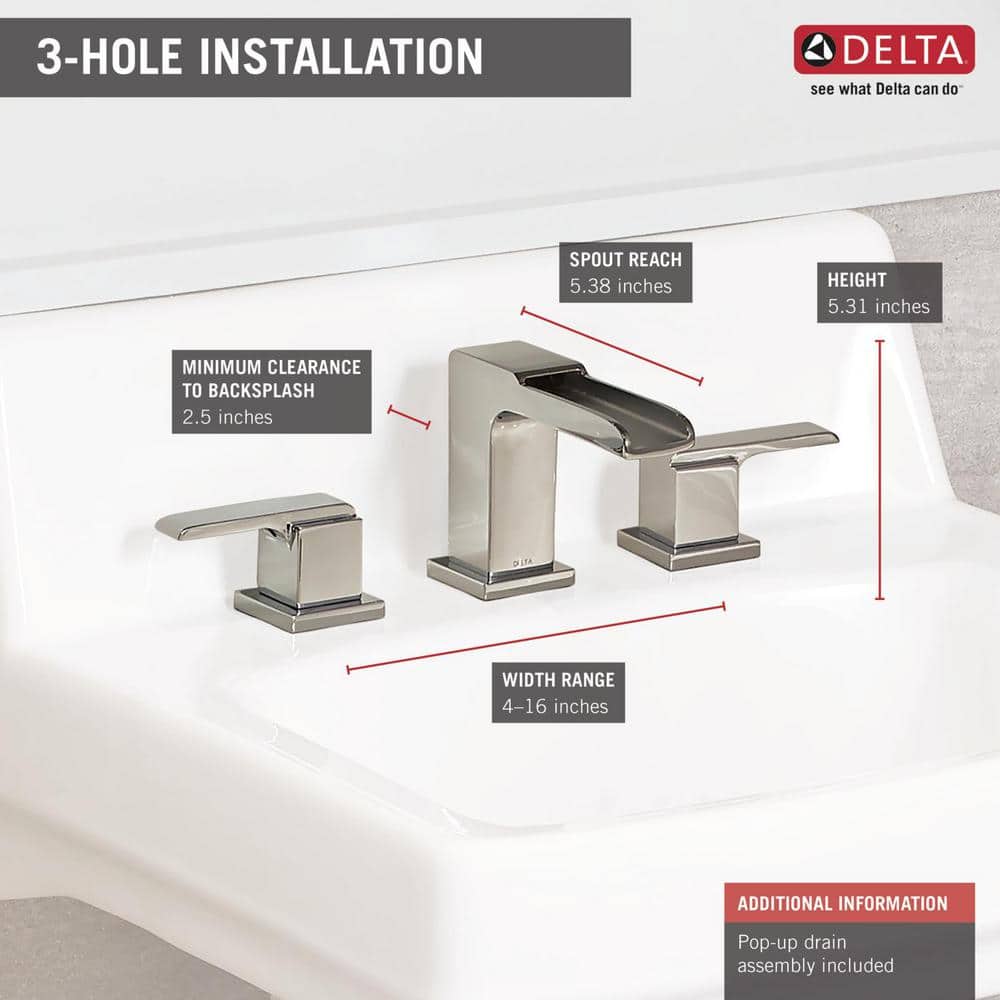 Chrome Modern Widespread Bathroom Faucet with Metal Handles