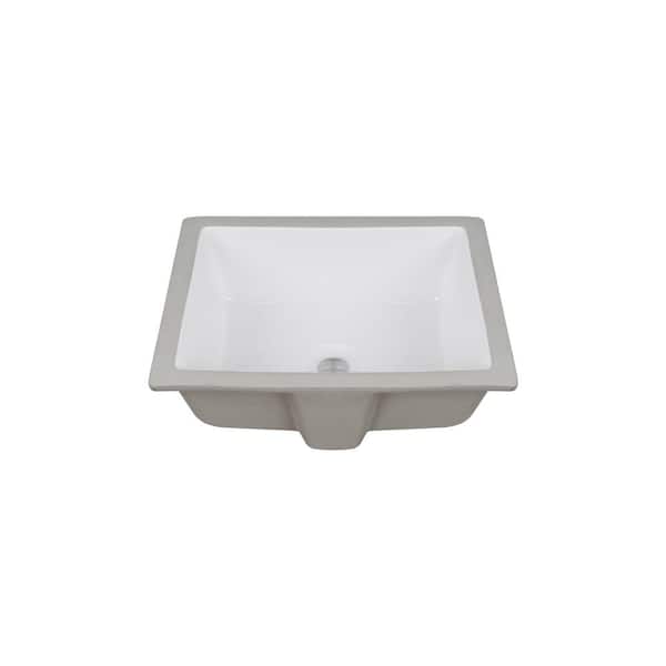 16 in. L x 14 in. W Rectangular Vitreous China Undermount Bathroom Sink with Overflow in White