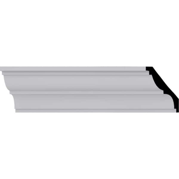 Ekena Millwork 3-1/2 in. x 3-3/8 in. x 94-1/2 in. Polyurethane Traditional Smooth Crown Moulding