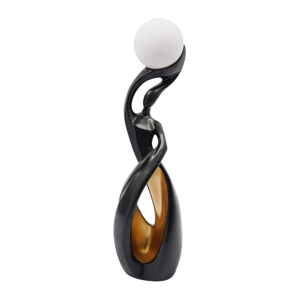 32.28 in. Black and Gold Minimalist Decorative Novelty Floor Lamp for Living Room Bedroom with White Spherical  Shade price history on PriceWatchPro