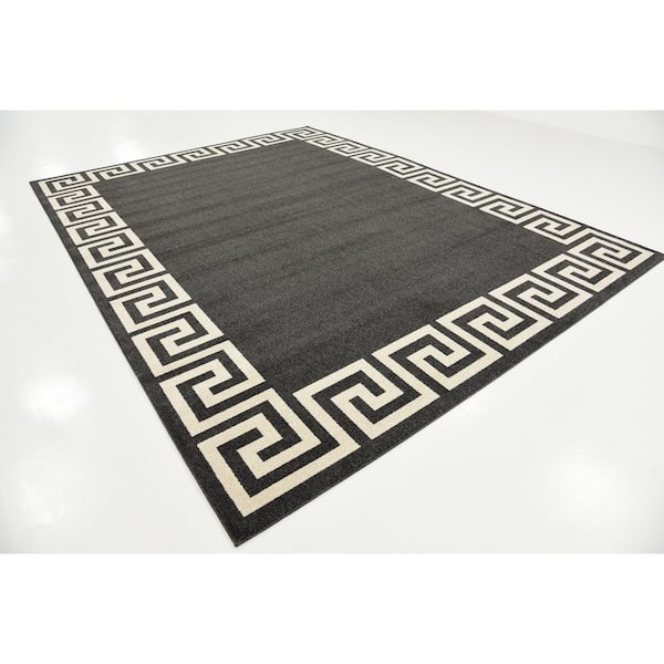 Athens Dark Gray Border Bath Rug