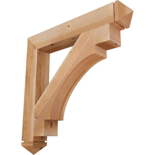 Ekena Millwork 5.5 in. x 42 in. x 42 in. Western Red Cedar Merced Arts and Crafts Smooth Bracket