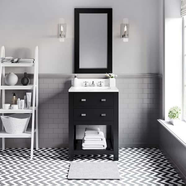 24 in. Vanity in Espresso with Marble Vanity Top in Carrara White
