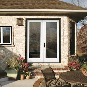 72 in. x 96 in. W-4500 White Clad Wood Right-Hand Full Lite French Patio Door w/Unfinished Interior