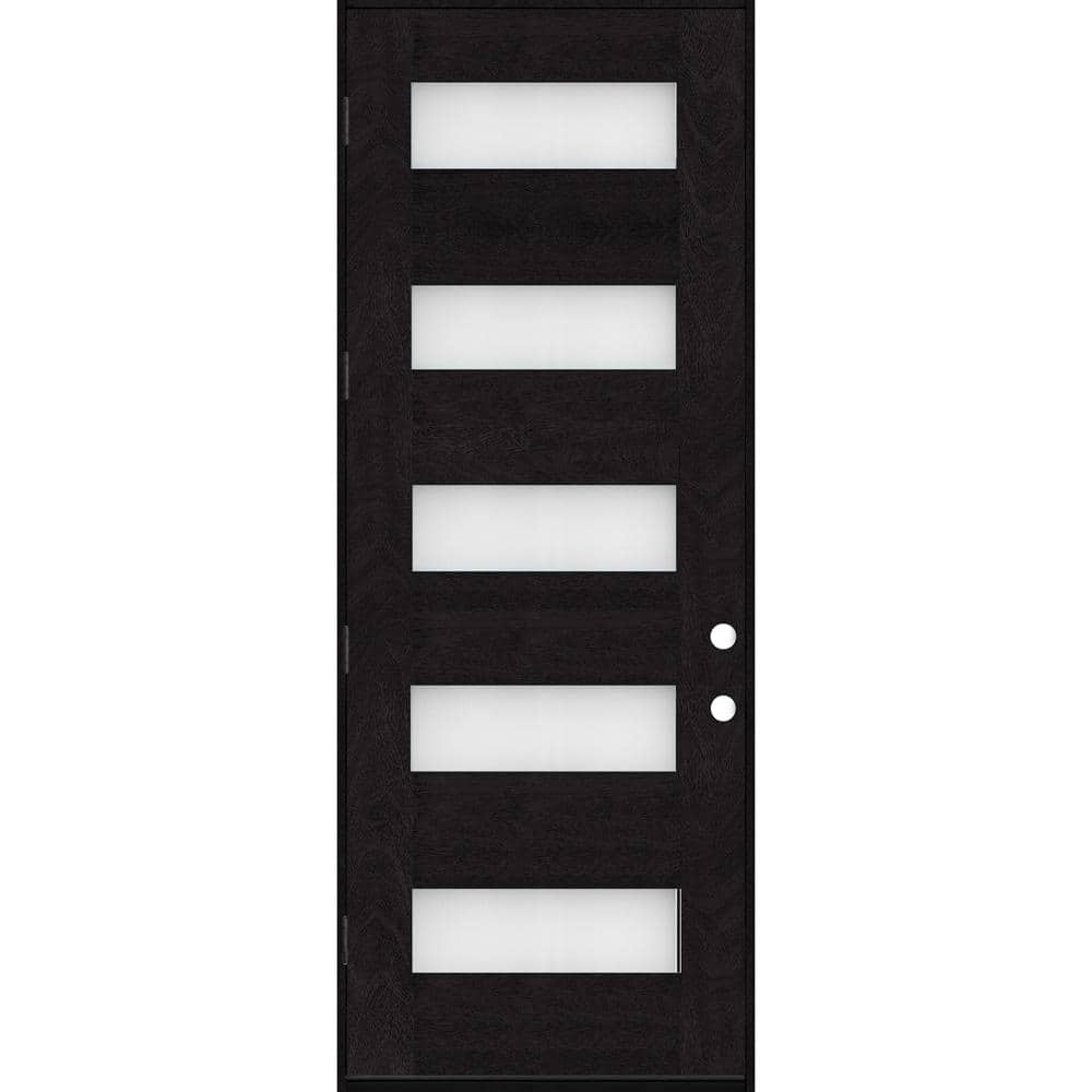 Regency 36 in. x 80 in. 5L Modern Clear Glass RHOS Onyx Stained Fiberglass Prehung Front Door price history on PriceWatchPro