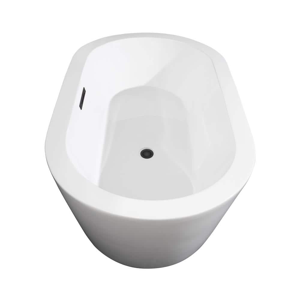Mermaid 60'' White Acrylic Freestanding Bathtub with Matte Black Trim