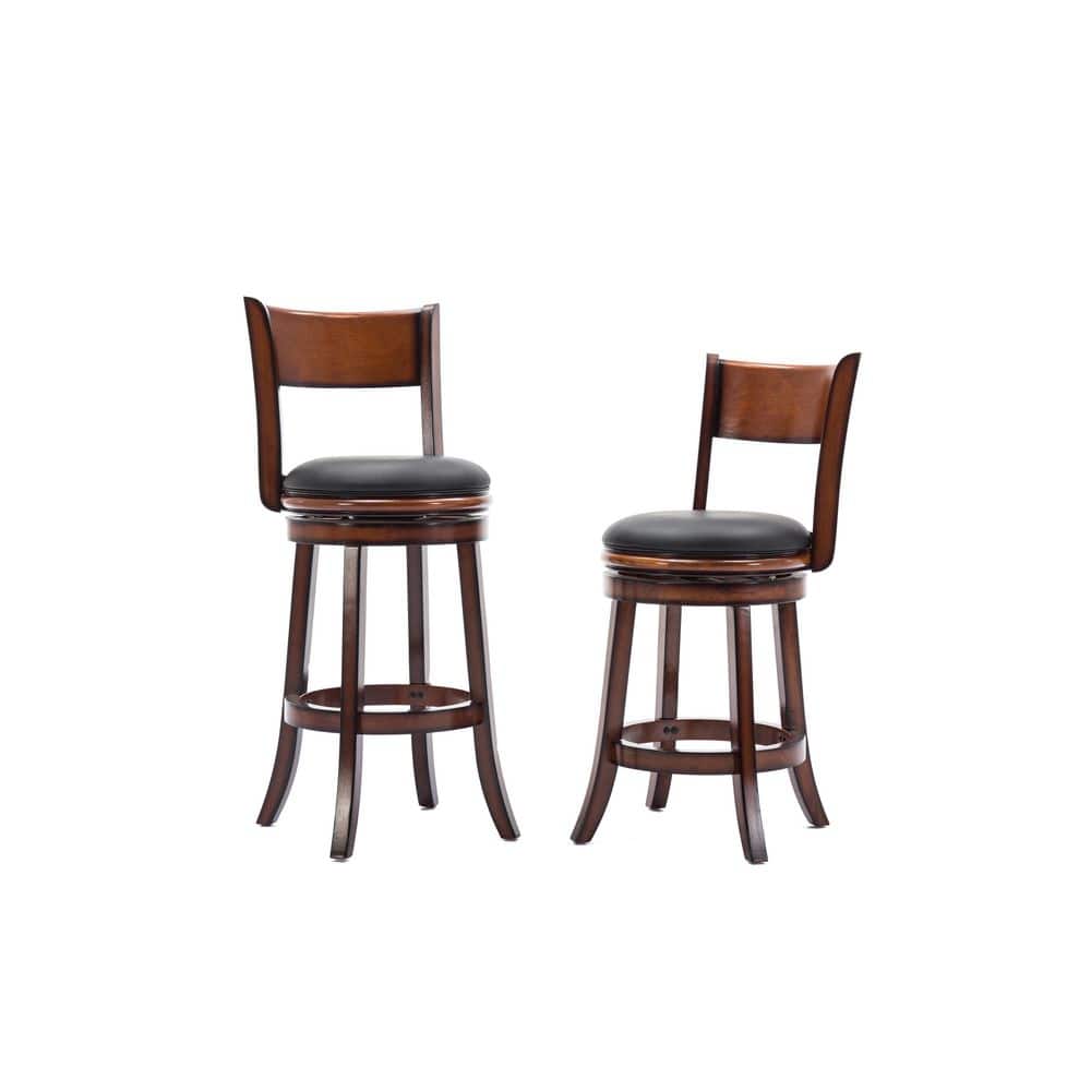 Palmetto 29" Brandy Brown Leather Swivel Counter Height Barstool