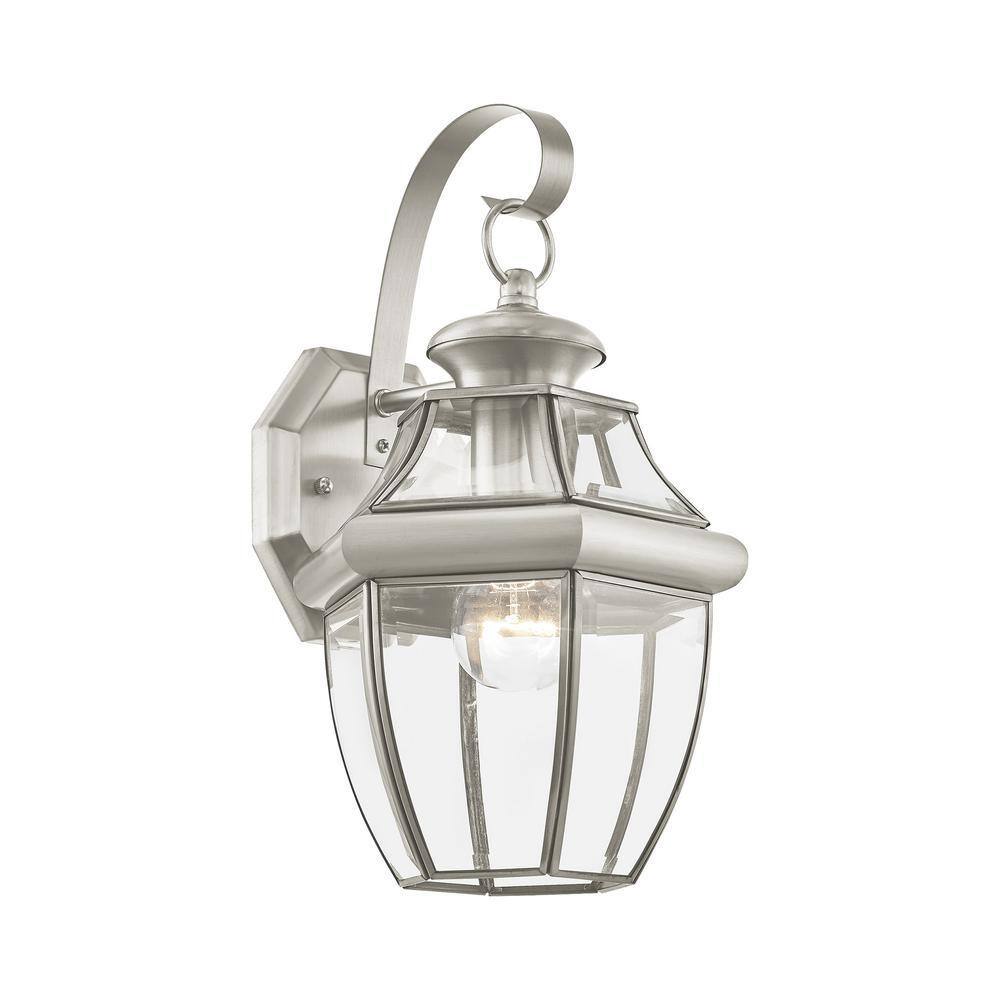 Brushed Nickel Traditional Outdoor Wall Sconce with Dome Shade