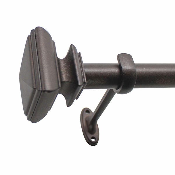 Decopolitan Square 36 in. - 72 in. Adjustable Curtain Rod 7/8 in. in Toasted Copper with Finial