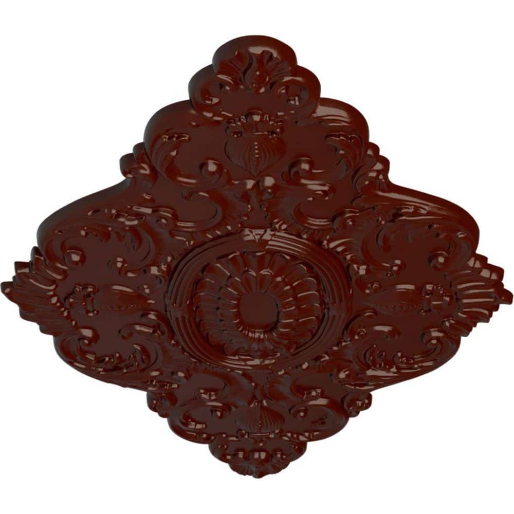 Large Brushed Mahogany Hand-Painted Urethane Ceiling Medallion