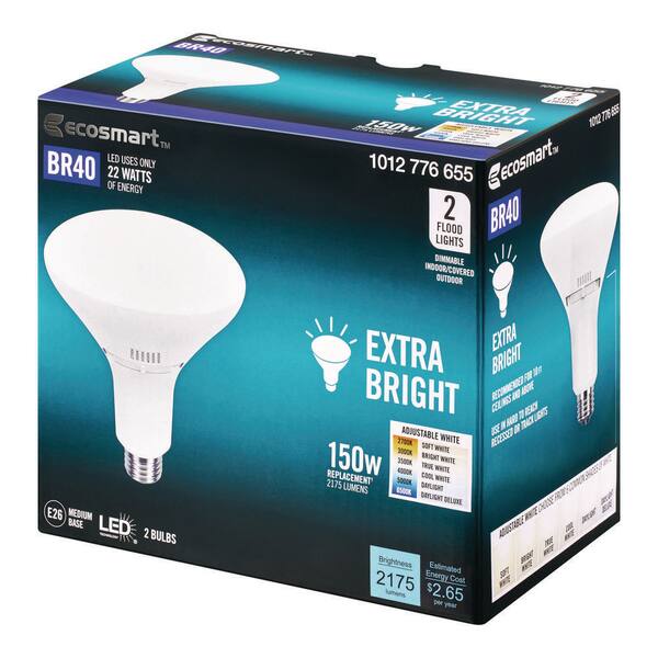 Bioluz LED BR40 LED Bulbs – 120W Replacement, 1400 Lumens, Dimmable, Soft White 2700K, 4-Pack