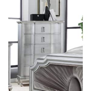 Lorenna Glam Silver and Warm Gray 5-Drawer 38.38 in. Chest of Drawers