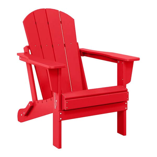 Laguna Fade Resistant Outdoor Patio HDPE Poly Plastic Classic Folding Adirondack Lawn Chair in Red