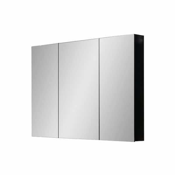 Cesicia Black 39 in. W x 28 in. H Rectangular Surface Mount Bathroom Medicine Cabinet with Mirror