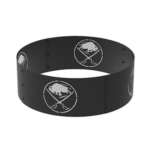 Decorative NHL 36 in. x 12 in. Round Steel Wood Fire Pit Ring - Buffalo Sabres