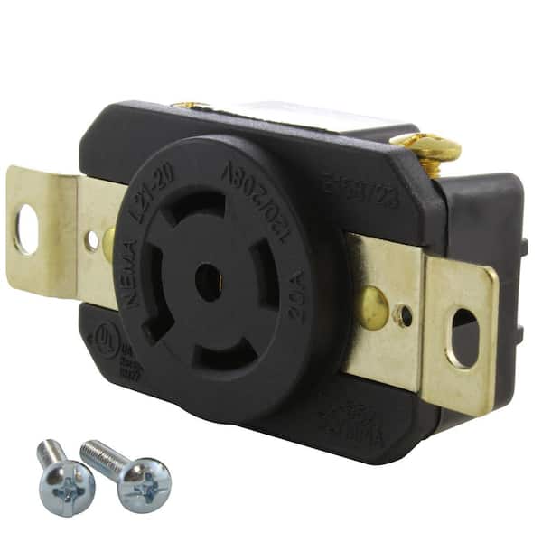 20 Amp 120-Volt/280-Volt Nema L21-20R Flush Mount Locking Industrial Grade Outlet