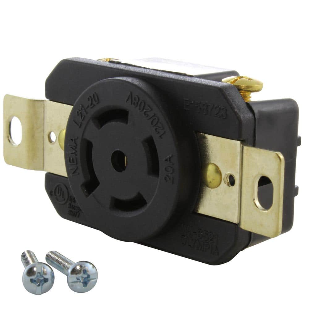 20 Amp 120-Volt/280-Volt Nema L21-20R Flush Mount Locking Industrial Grade 