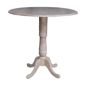 Laurel Weathered Taupe Gray 42 in. Drop-Leaf Bar Table
