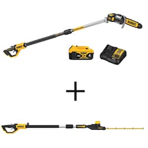 20V MAX 8 in. Cordless Battery Powered Pole Saw Kit & 22 in. Cordless Pole Hedge Trimmer w/ (1) 4.0 Ah Battery & Charger
