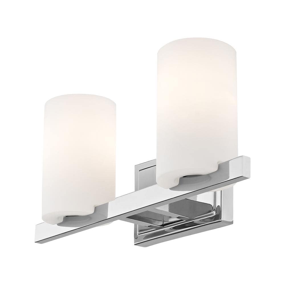 Polished Chrome 2-Light Vanity with Satin Opal Glass