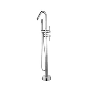 Flynn 2-Handle Freestanding Tub Faucet with Hand Shower in Polished Chrome