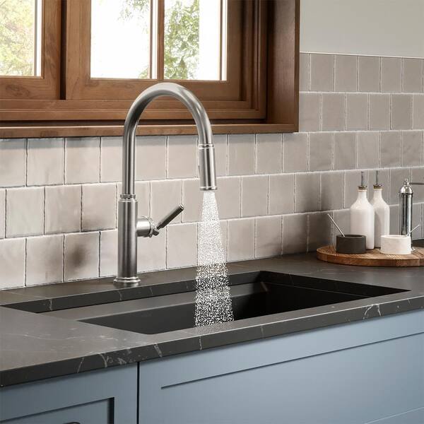 KOHLER Revolv Single Handle Pull Down Sprayer Kitchen Faucet in  display picture 1
