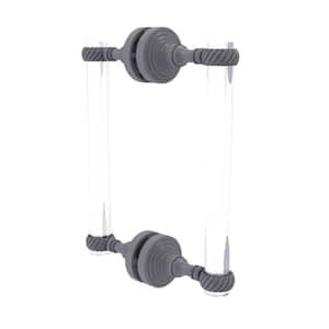 Pacific Grove 8 in. Back to Back Shower Door Pull with Twisted Accents in Matte Gray