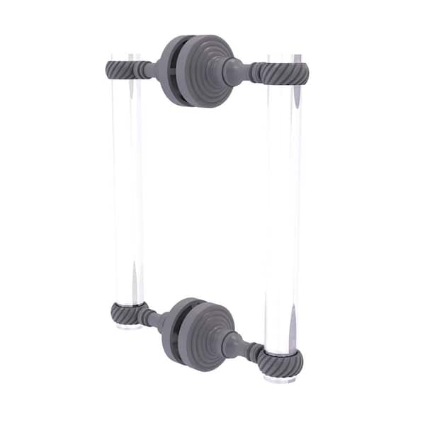 Allied Brass Pacific Grove 8 in. Back to Back Shower Door Pull with Twisted Accents in Matte Gray
