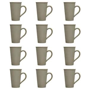 Over and Back 13.8 oz. Gray/Cream Stoneware Cup and Saucer (Set of 4)  933174 - The Home Depot