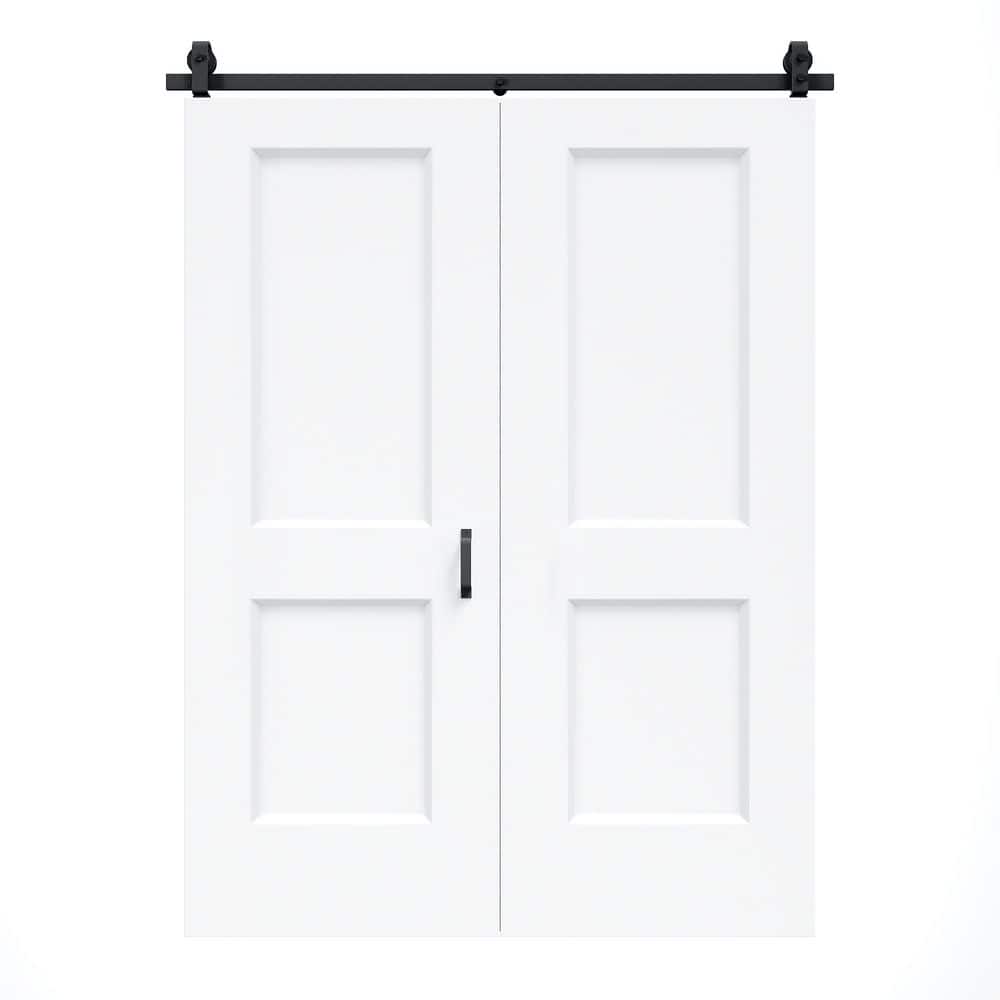 56 in. x 80 in. H Shape White Primed Hollow Core MDF Composite Bi-Fold Sliding Barn Door with Hardware Kit price history on PriceWatchPro