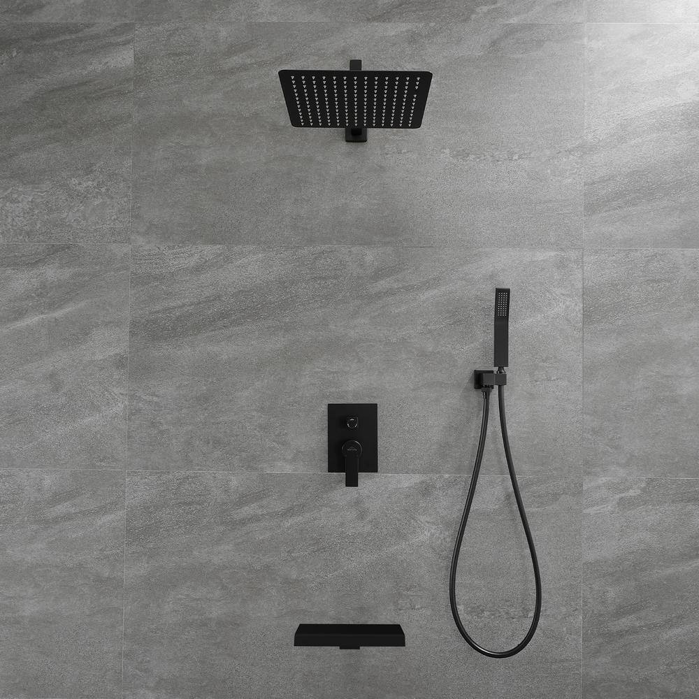 Matte Black Wall-Mounted Multi-Head Shower System with Handheld
