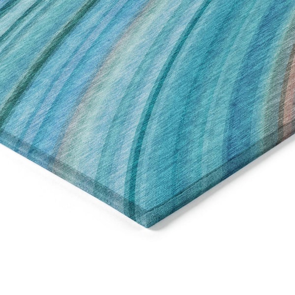 Chantille ACN585 Teal 8 ft. x 10 ft. Machine Washable Indoor/Outdoor Geometric Area Rug