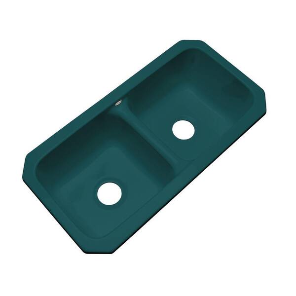 Thermocast Brighton Undermount Acrylic 33 in. Double Bowl Kitchen Sink in Teal